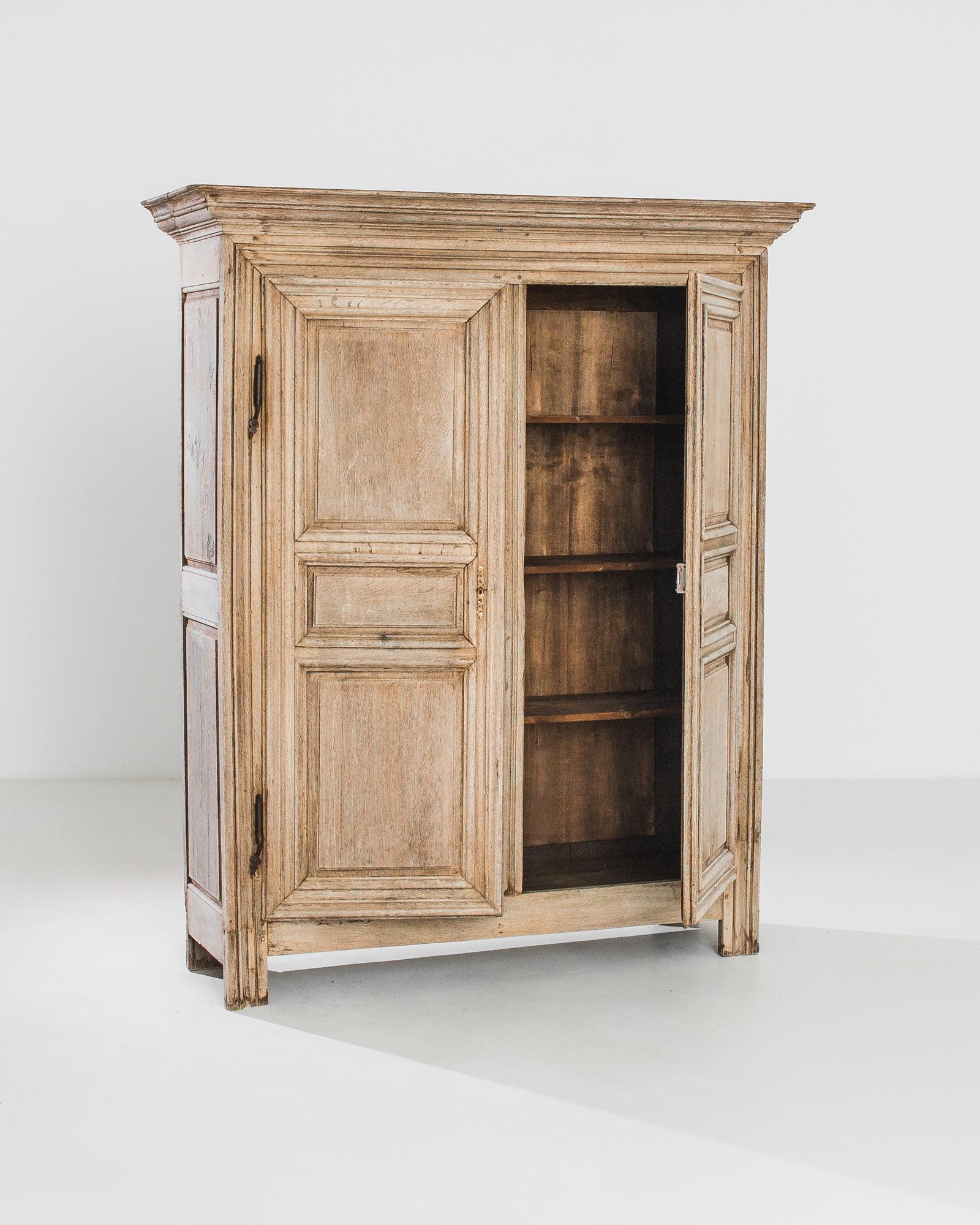 19th Century 1800s French Bleached Oak Cabinet For Sale