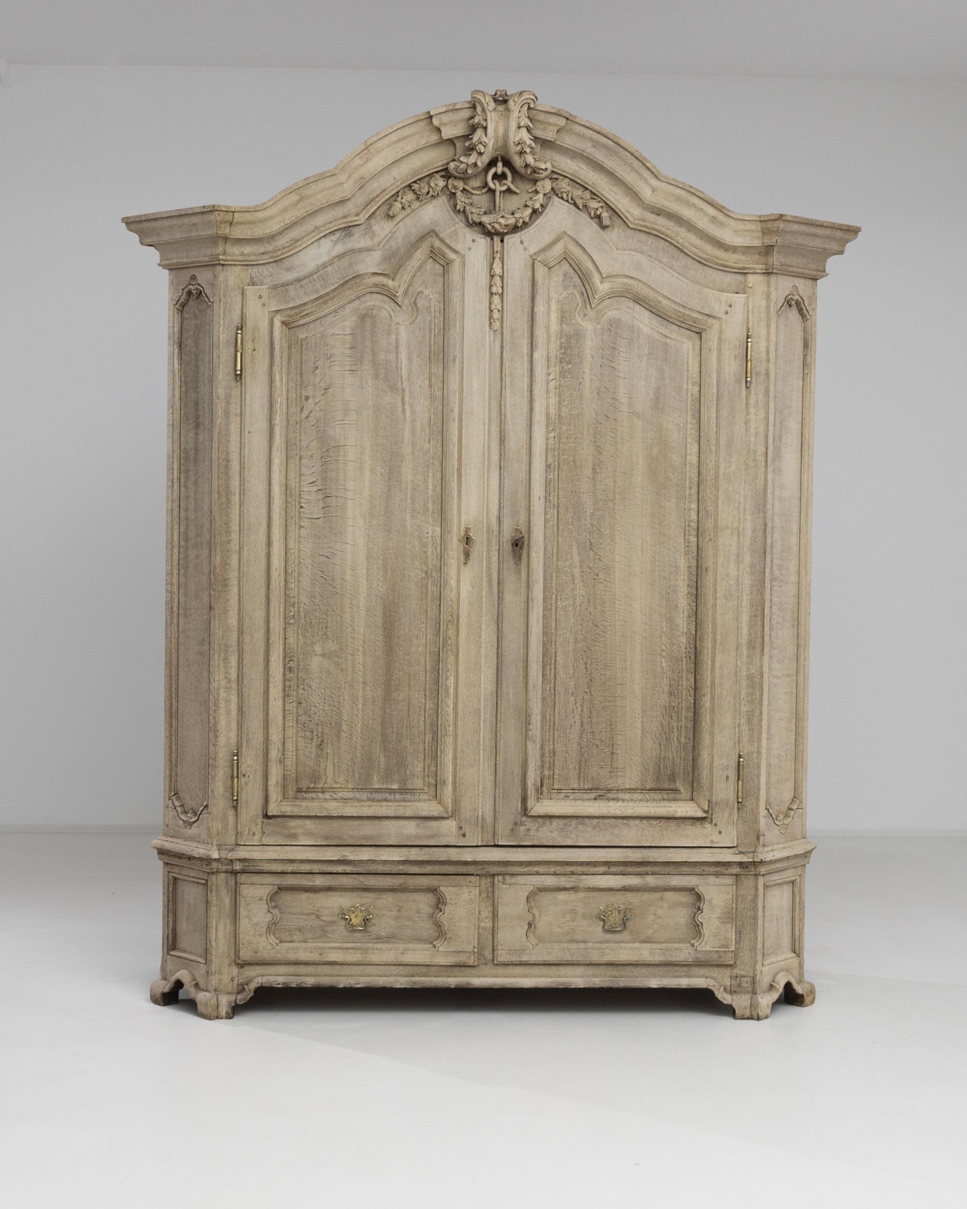 1800s French Bleached Oak Cabinet 1