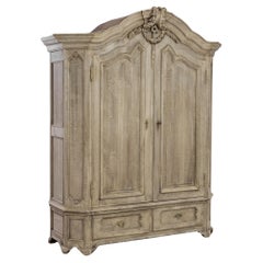 1800s French Bleached Oak Cabinet