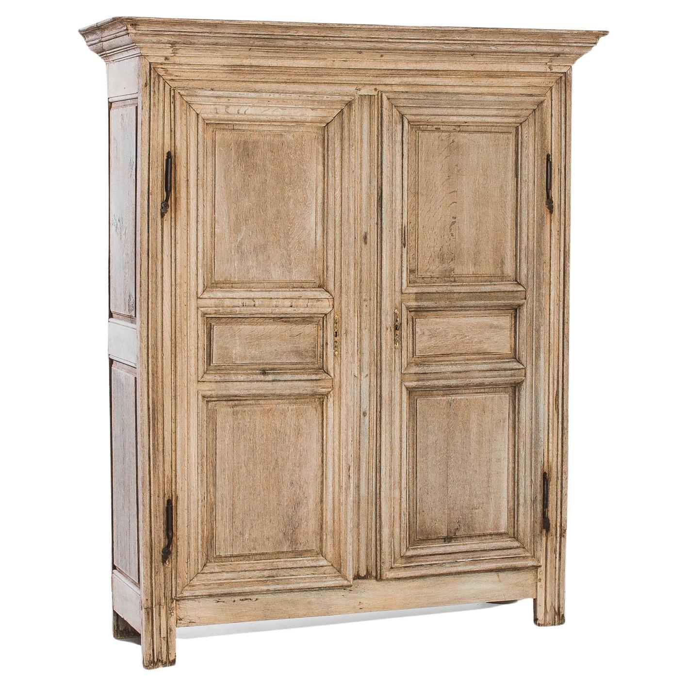1800s French Bleached Oak Cabinet For Sale