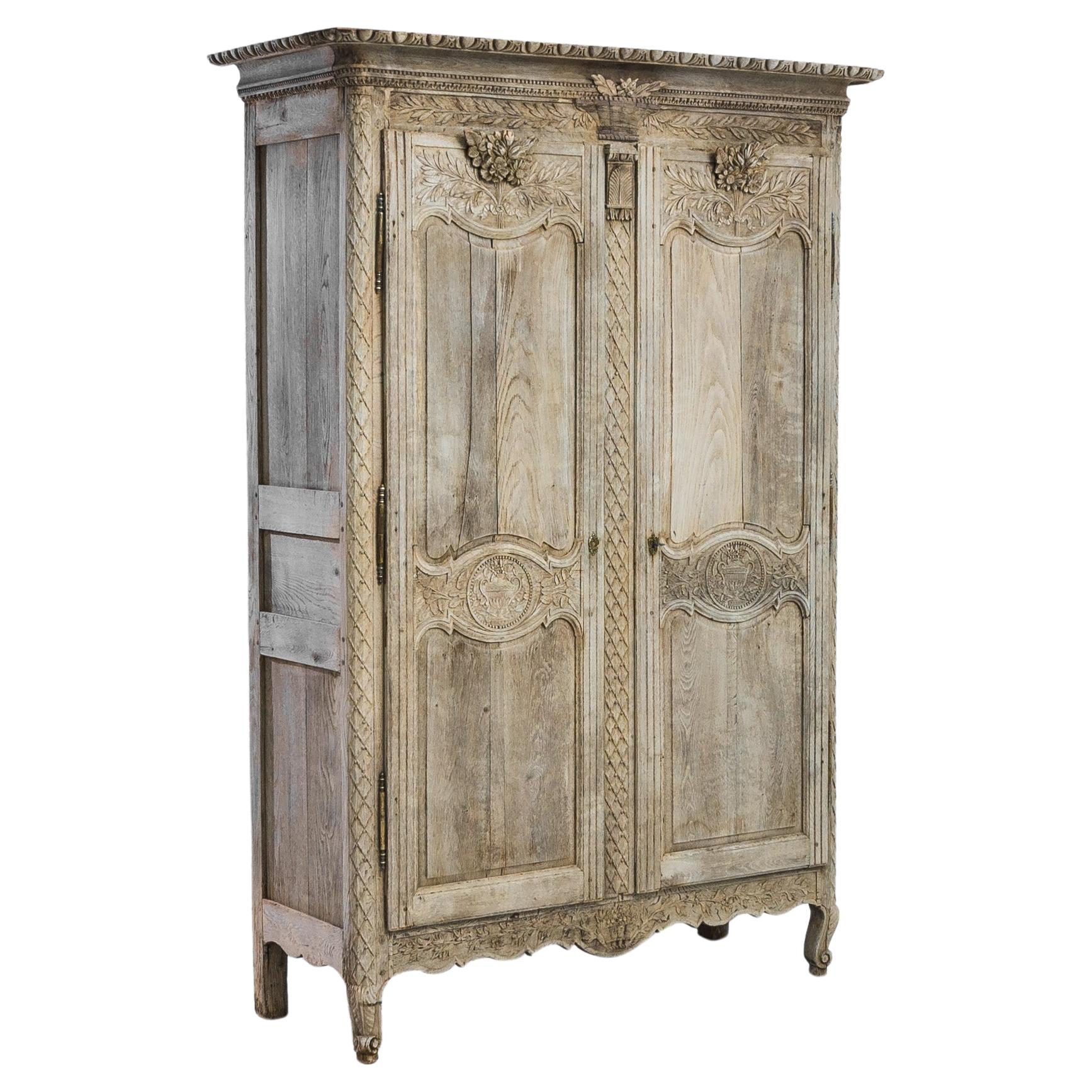 1800s French Bleached Oak Cabinet