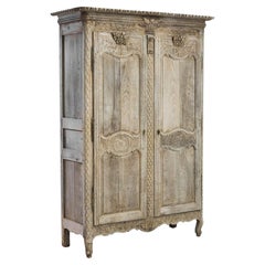 Antique 1800s French Bleached Oak Cabinet