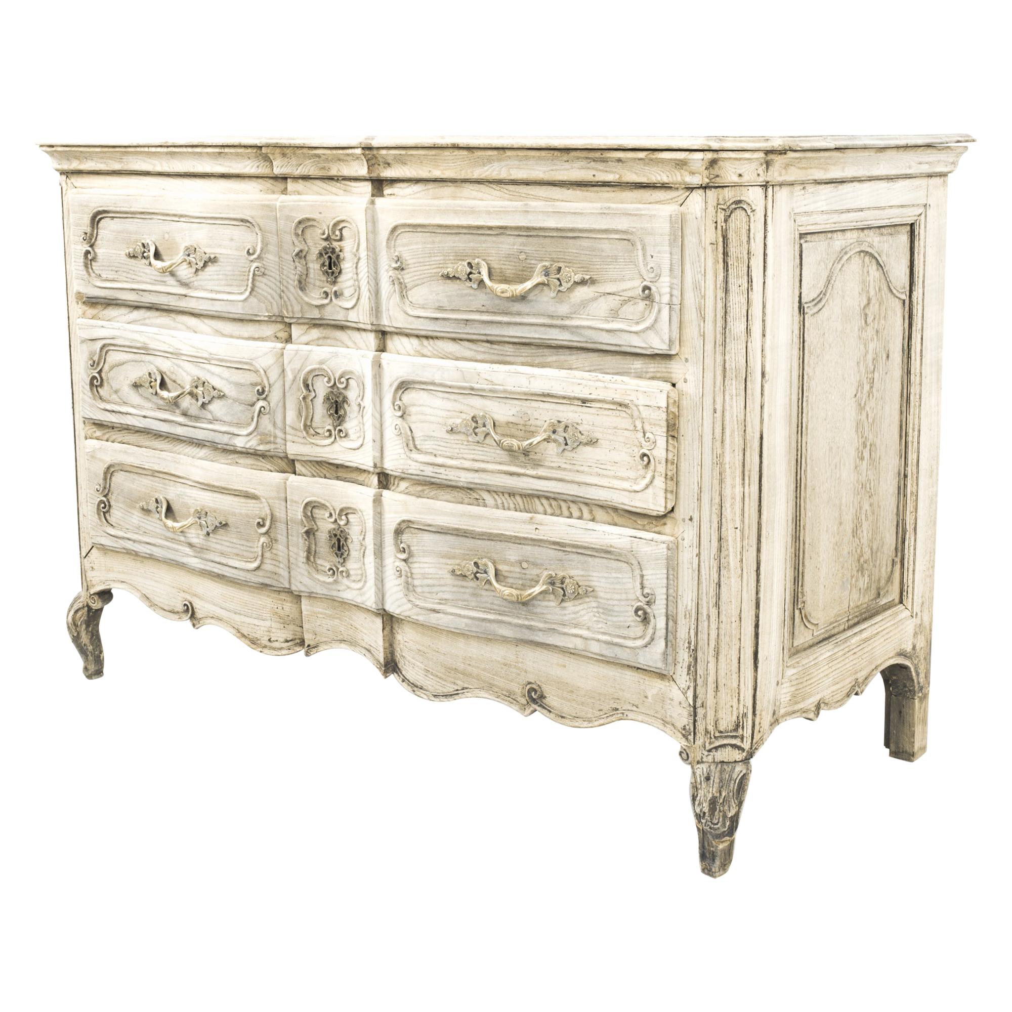 1800s French Bleached Oak Drawer Chest