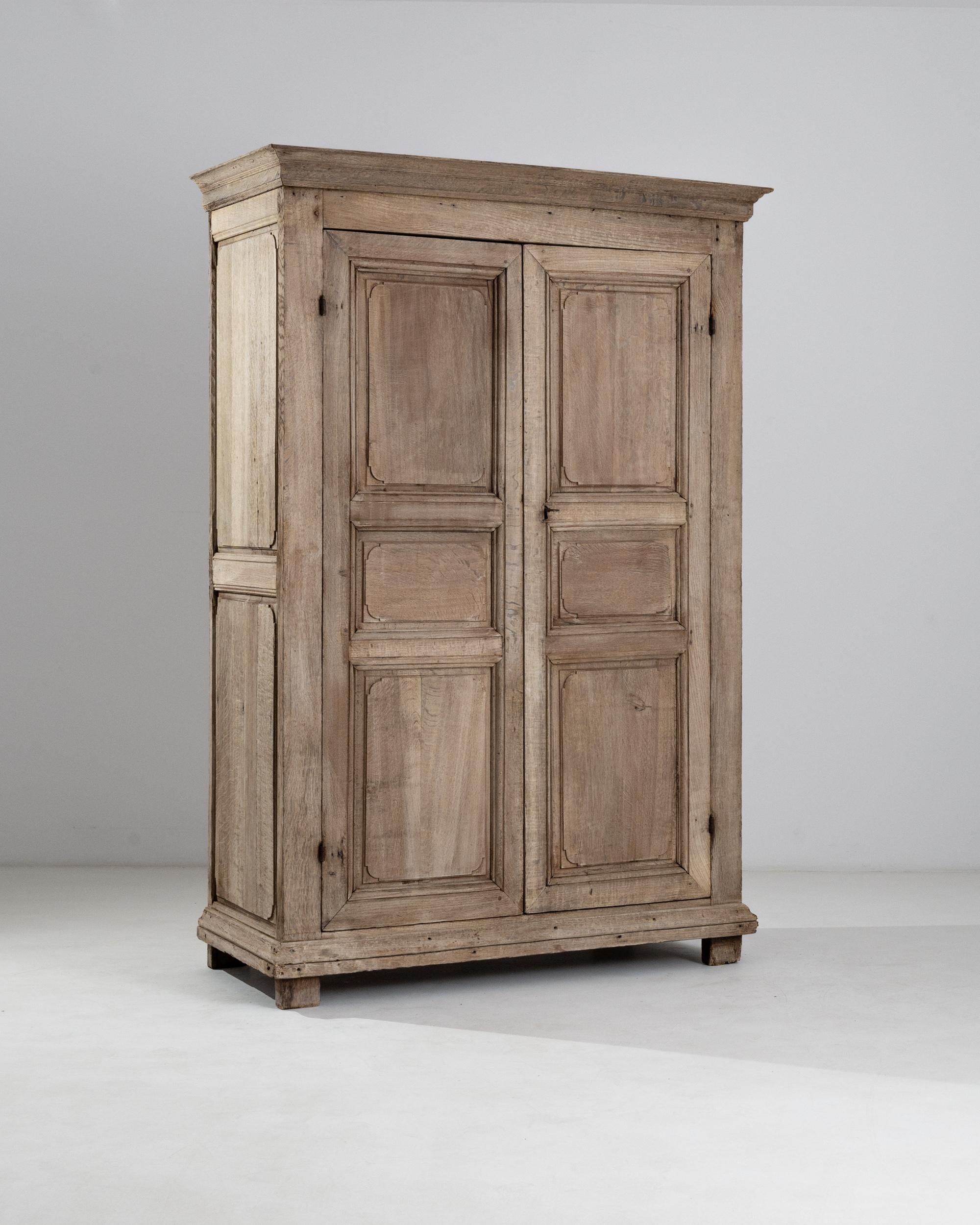 1800s French Bleached Oak Wardrobe In Good Condition In High Point, NC