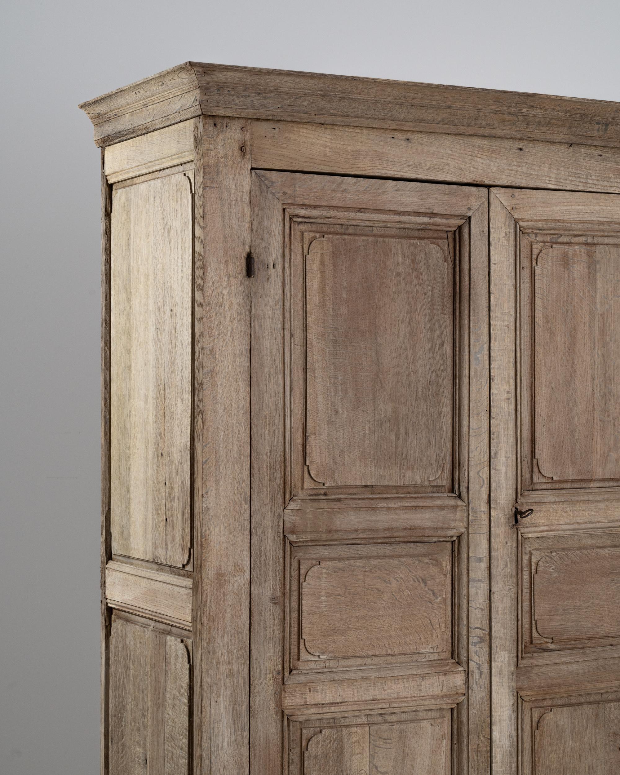 1800s French Bleached Oak Wardrobe 1