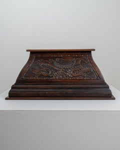1800s French Carved Pedestal With Bird Bas-Relief