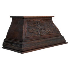 1800s French Carved Pedestal With Bird Bas-Relief Antique 1800s French Carved Pedestal With Bird Bas-Relief