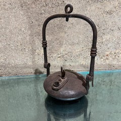 1800s French Cast Iron Betty Rooster Oil Lamp France