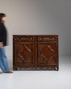 1800s French Chestnut Brown Louis XV Ornate Buffet with Brass Hardware