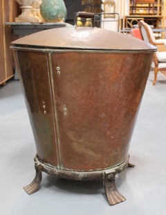 1800s French Copper Boiler with Wrought Iron Base