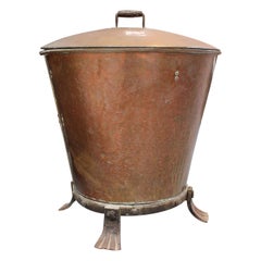 1800s French Copper Boiler with Wrought Iron Base