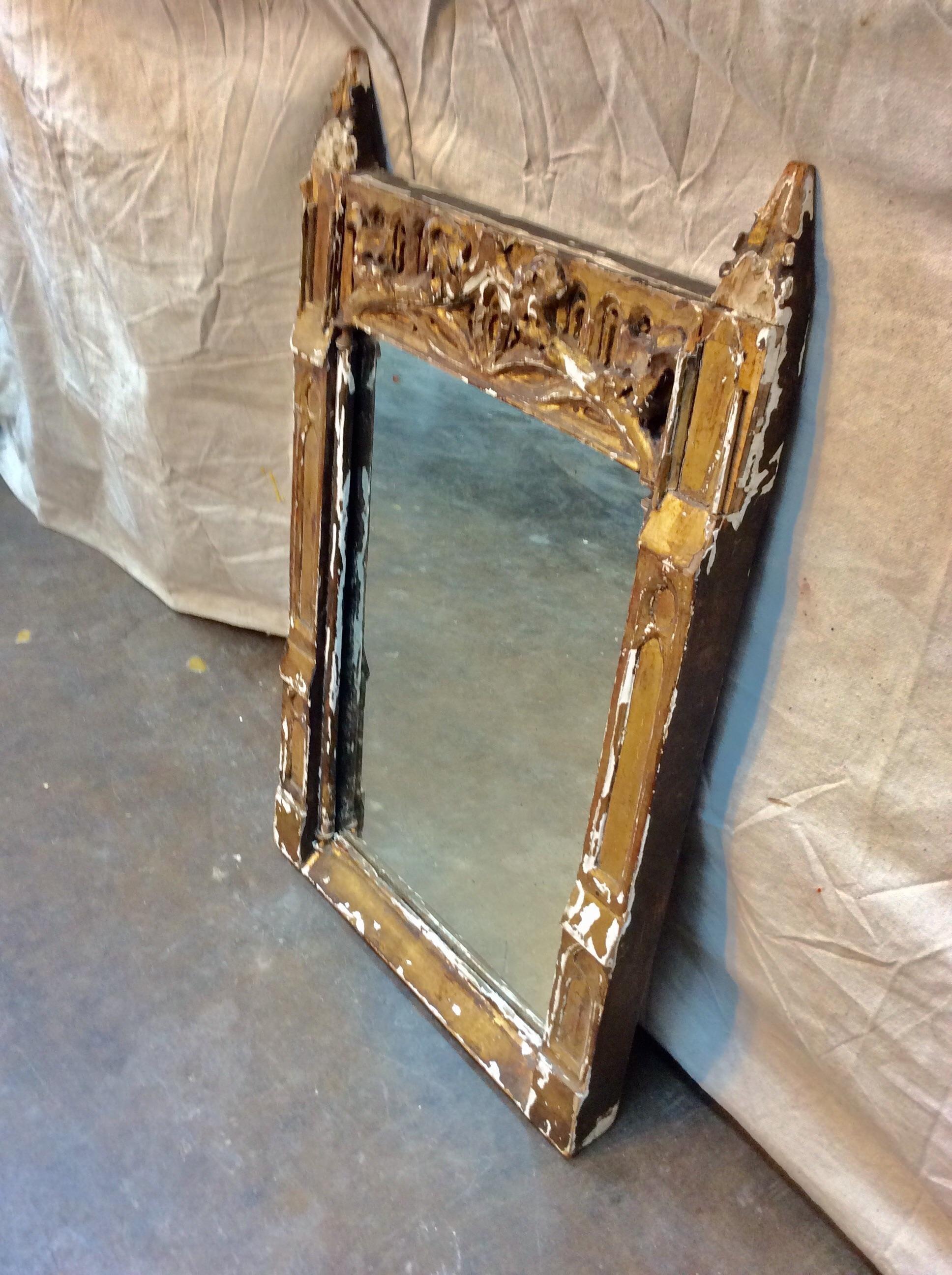 Hand-Carved 1800s French Giltwood Wall Mirror For Sale