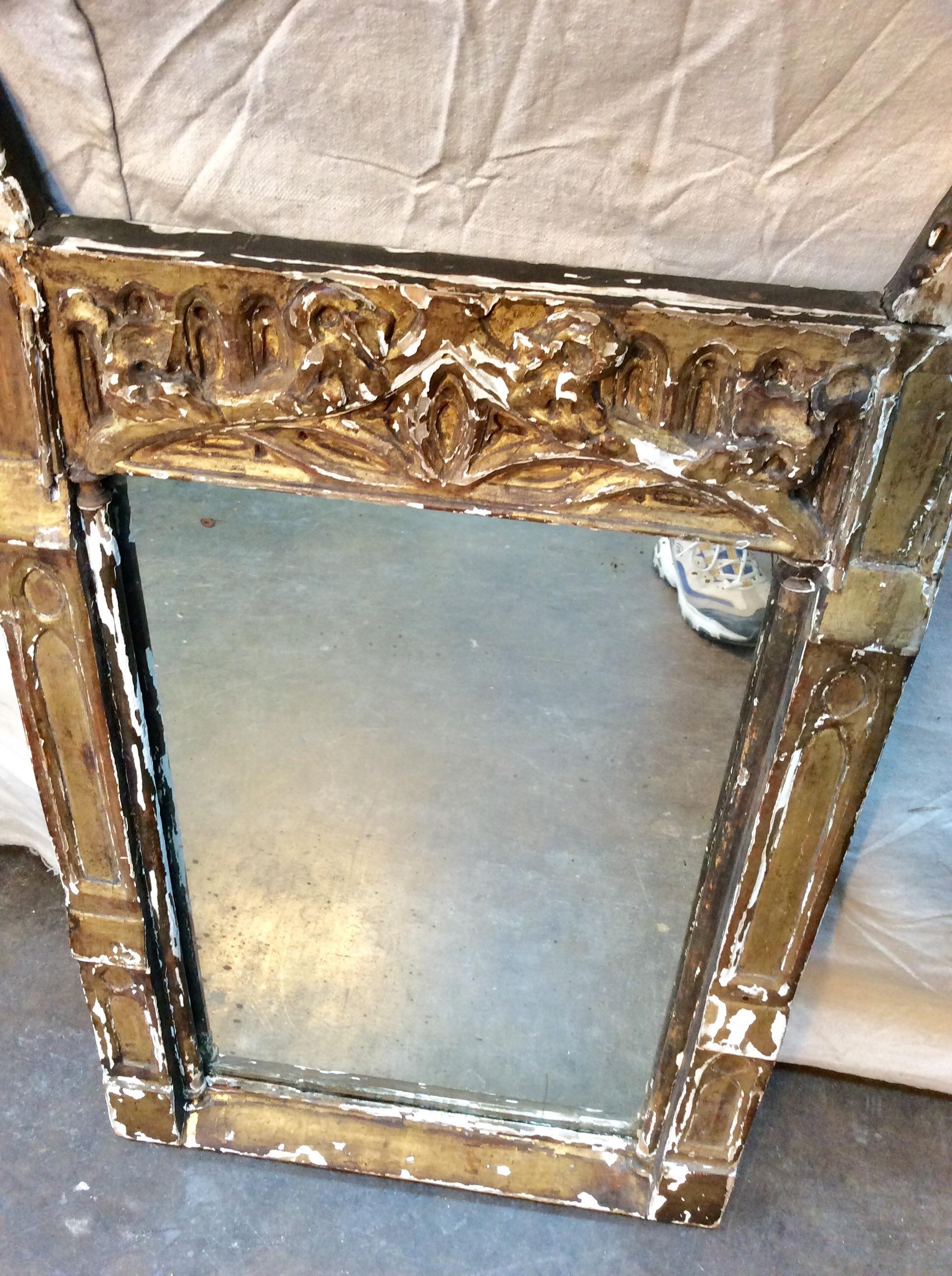 1800s French Giltwood Wall Mirror In Good Condition For Sale In Burton, TX