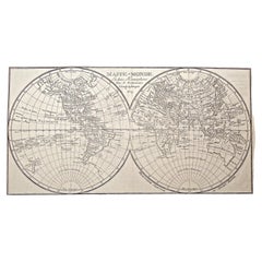 Antique 1800s French Map of the World in Two Hemispheres - Le Dictionnaire Géographique