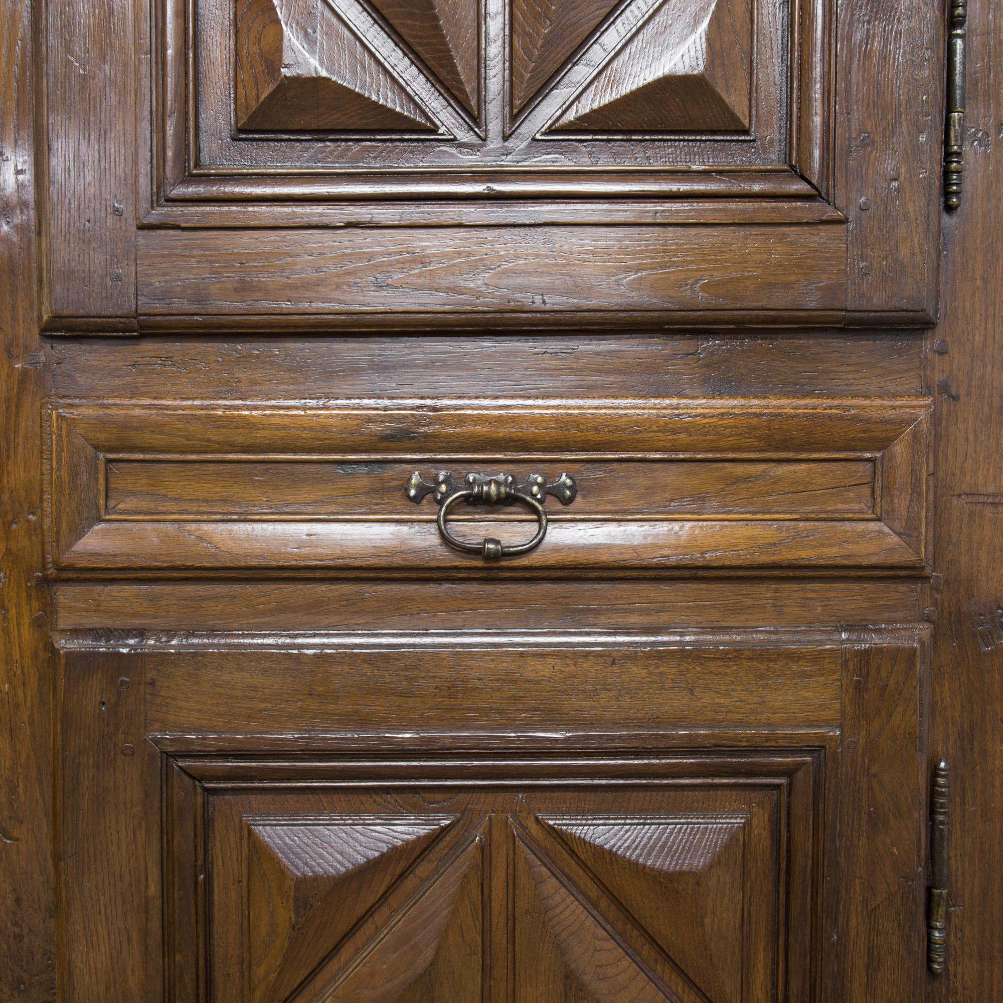 1800s French Oak Cabinet with Faceted Paneling 6
