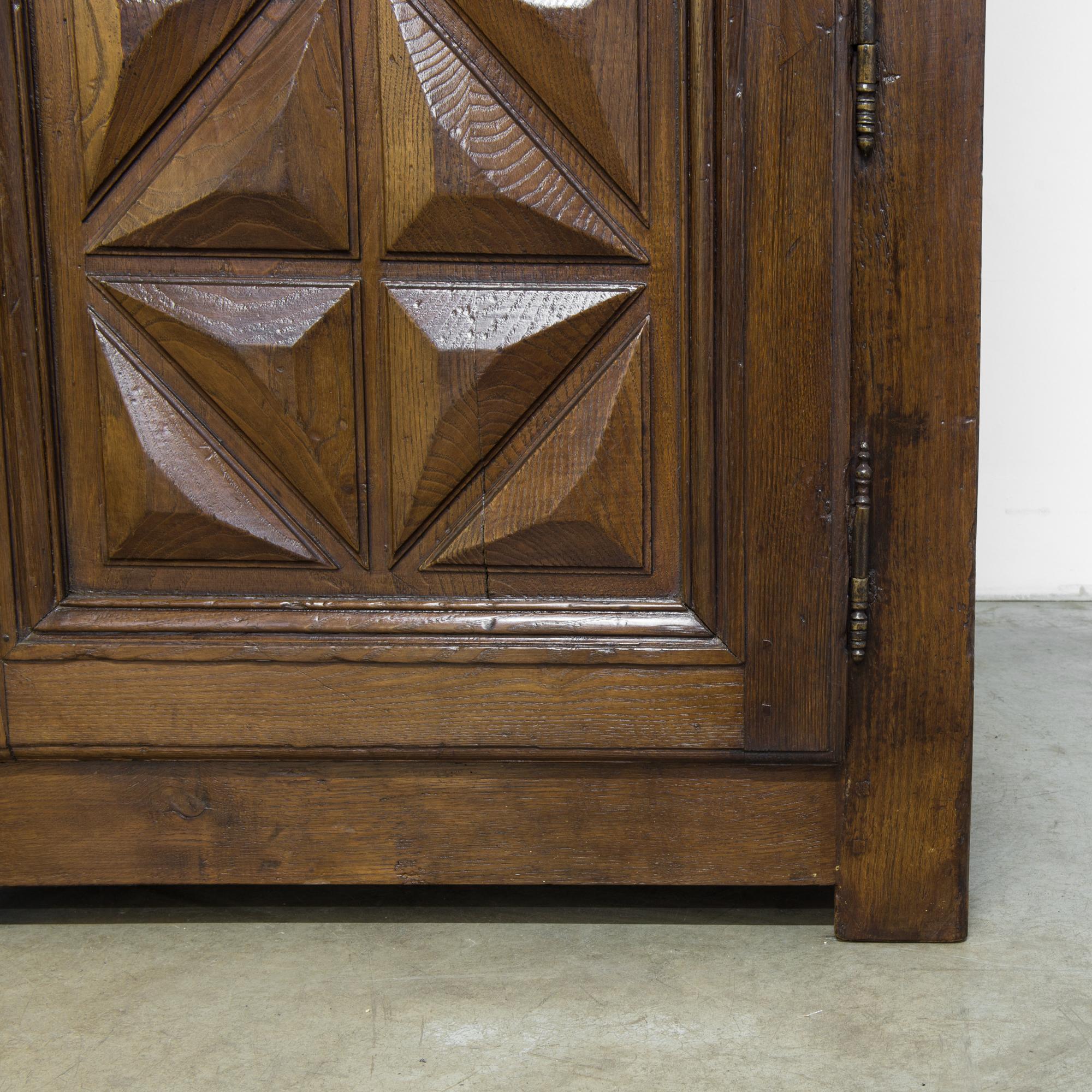 1800s French Oak Cabinet with Faceted Paneling 8