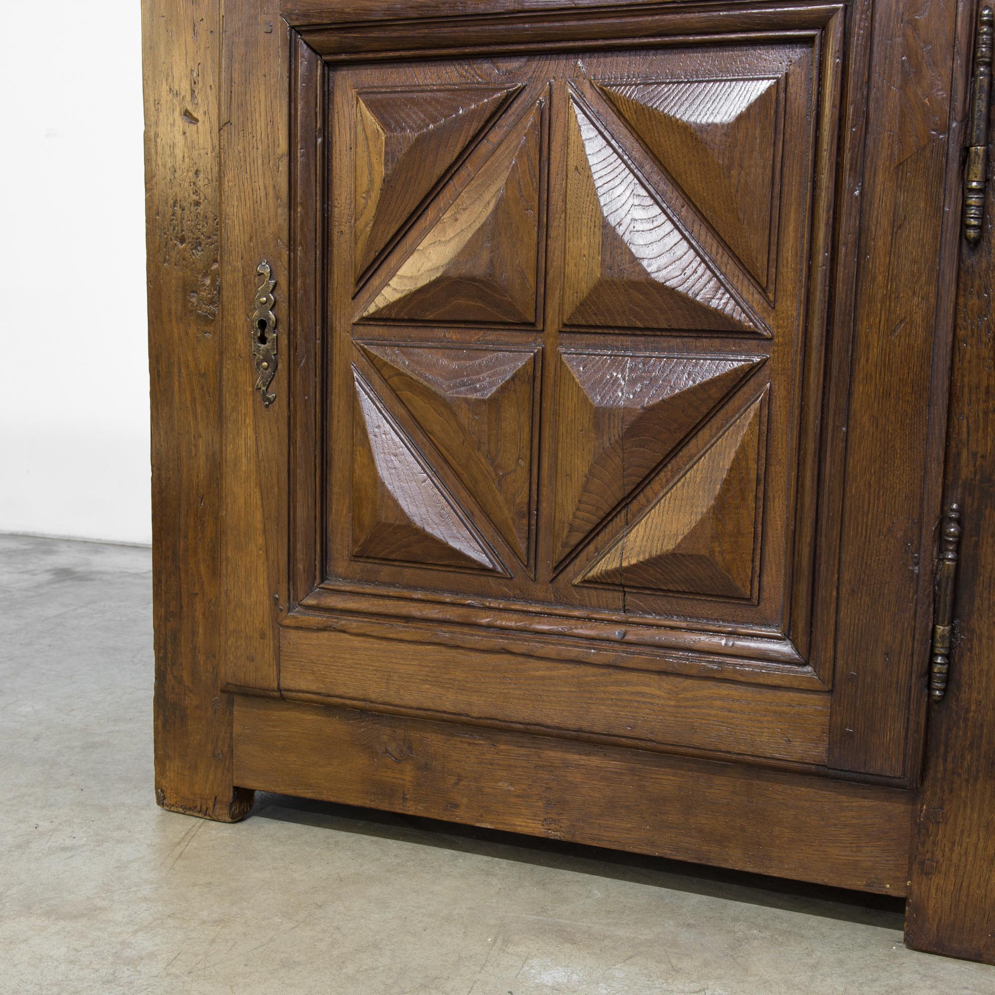 1800s French Oak Cabinet with Faceted Paneling 9