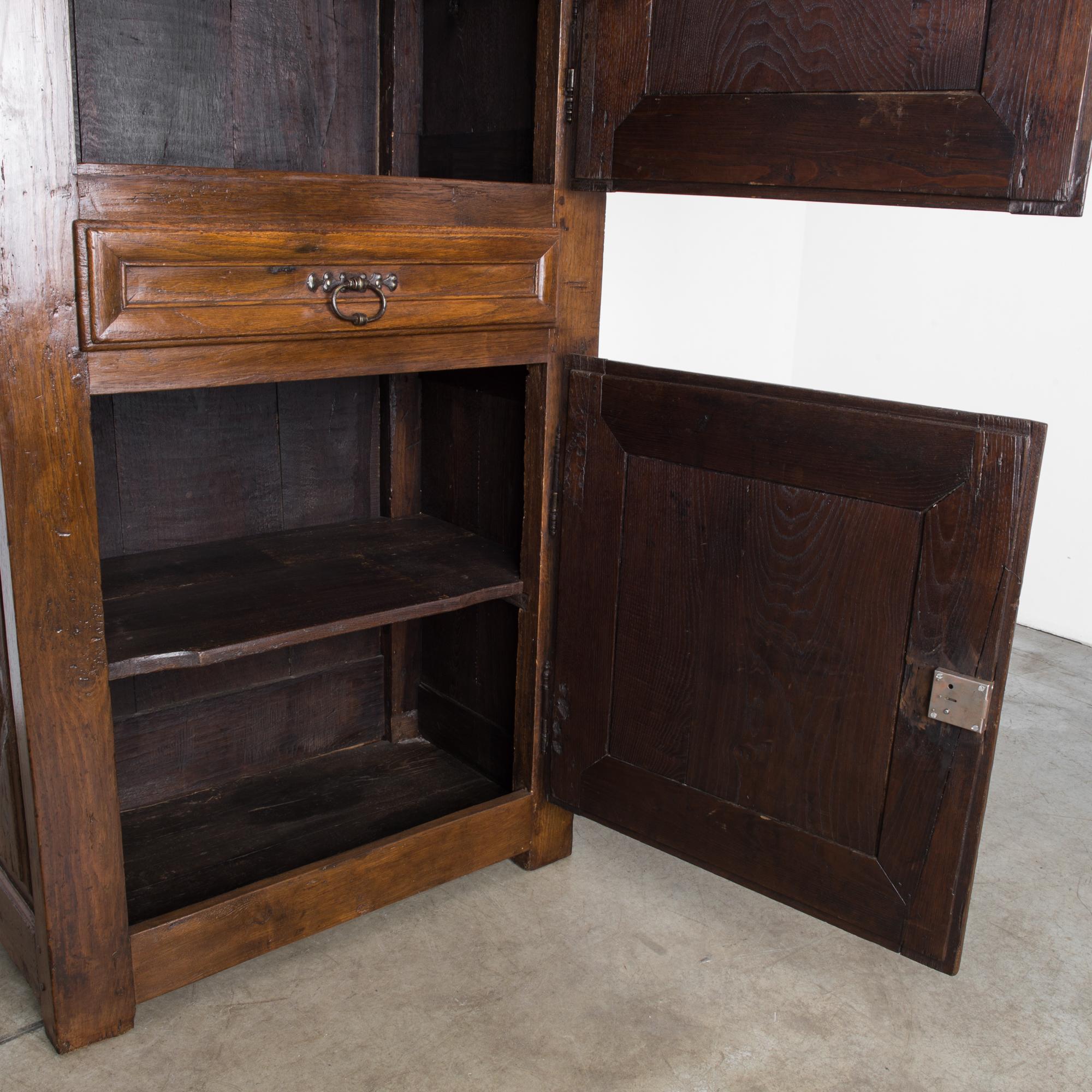 19th Century 1800s French Oak Cabinet with Faceted Paneling