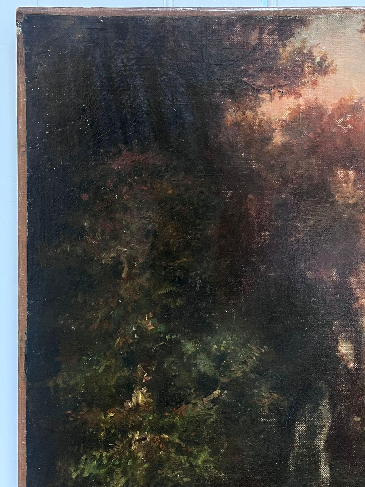 Courtier präsentiert sich selbst eleganten französischen Damen im Rokoko- Parkland, 1800er Jahre im Angebot 1