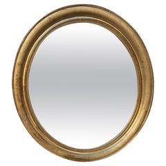 1800s French Oval Gilt wood Mirror