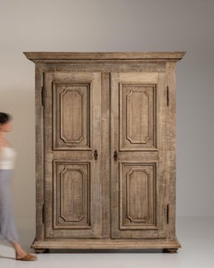 1800s French Provençal Oak Armoire with Two Paneled Doors