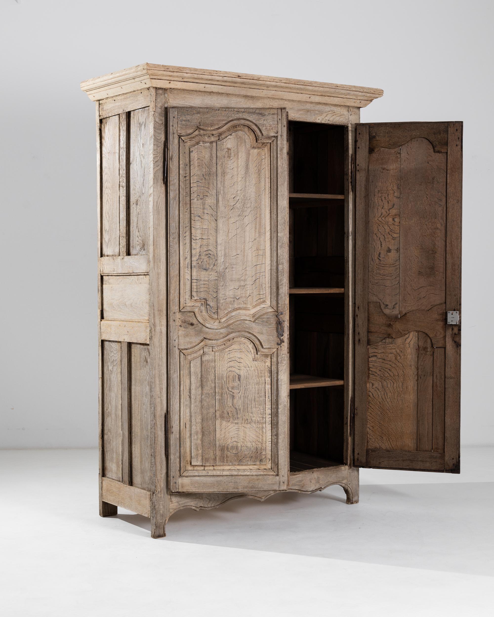 French Provincial 1800s French Tall Bleached Oak Wardrobe
