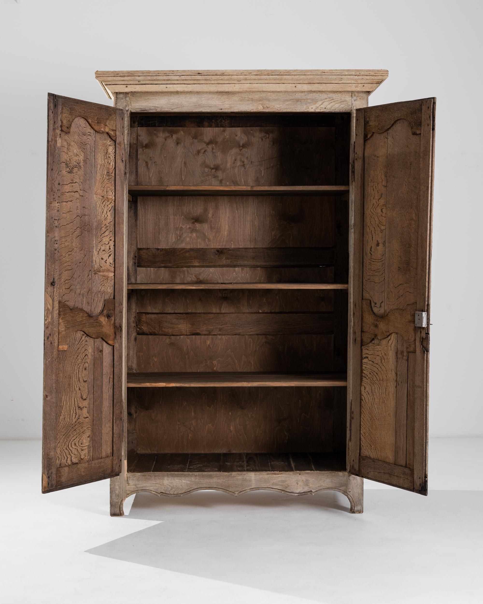 Metal 1800s French Tall Bleached Oak Wardrobe