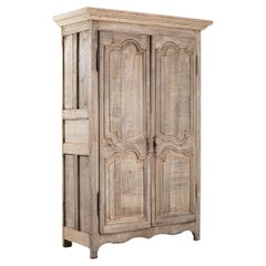 Antique 1800s French Tall Bleached Oak Wardrobe