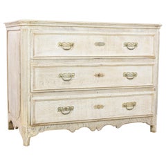 Antique 1800s French White Wooden Chest of Drawers