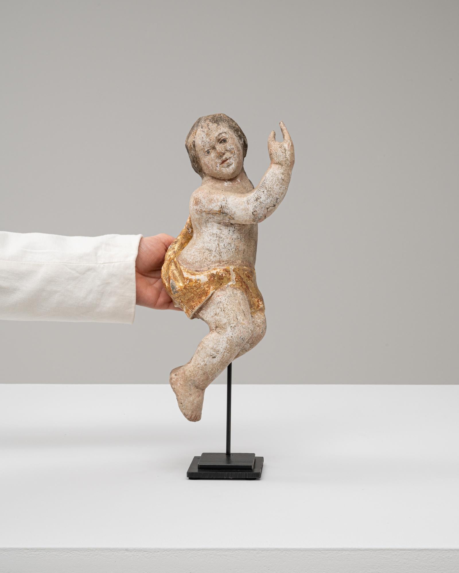 Francese Angelo francese del 1800 in legno su base metallica in vendita