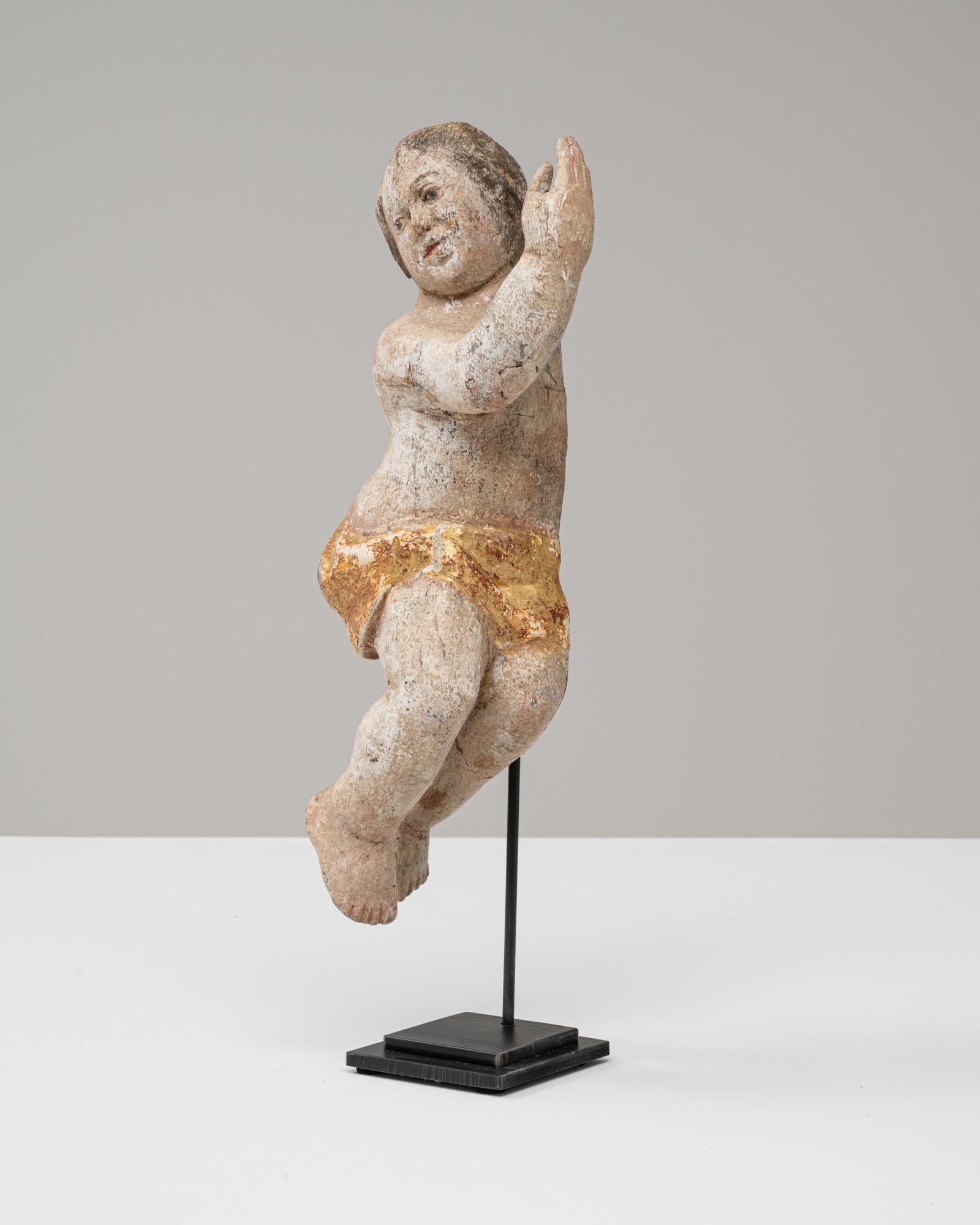 Metallo Angelo francese del 1800 in legno su base metallica in vendita