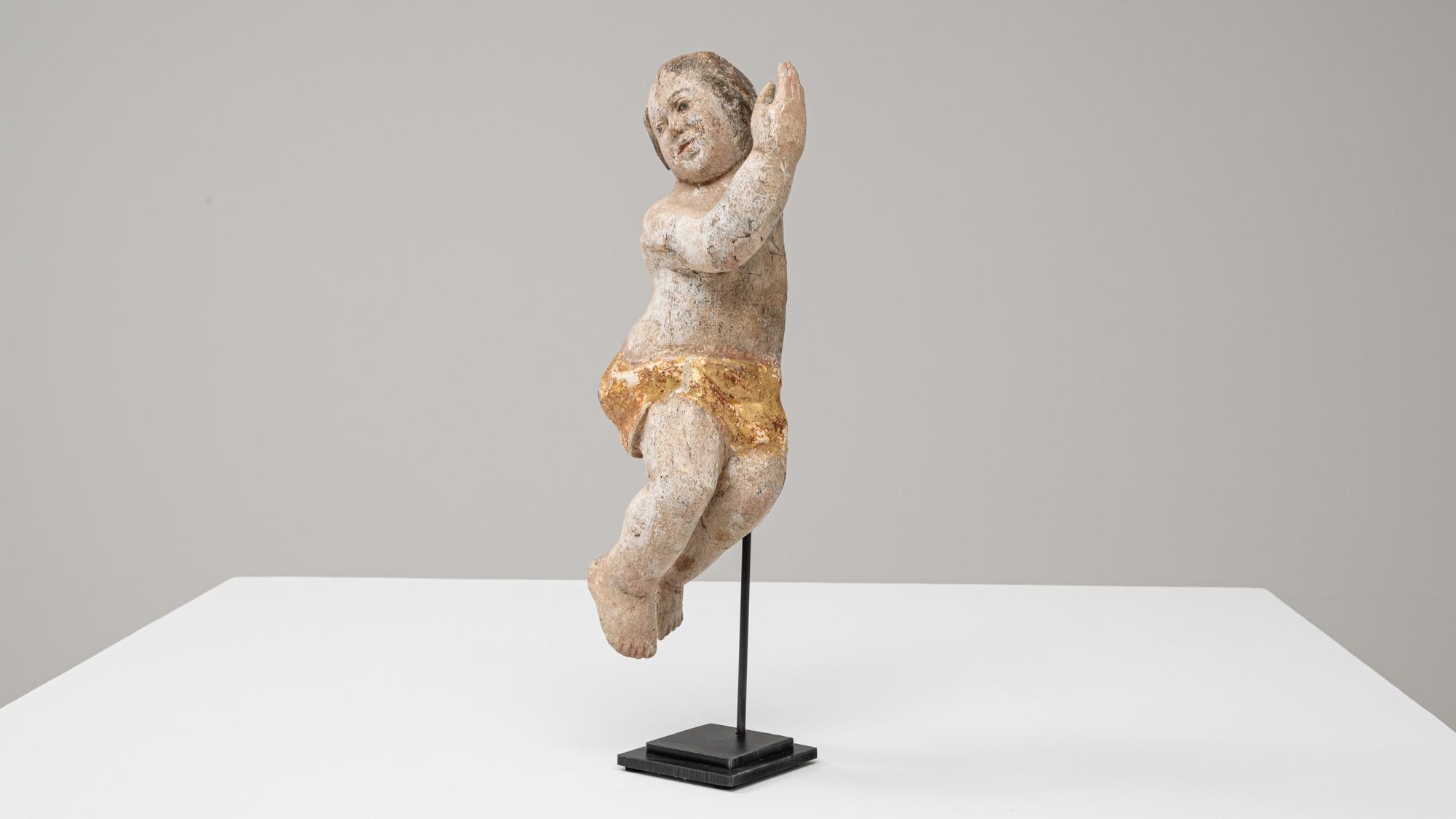 Angelo francese del 1800 in legno su base metallica in vendita 1