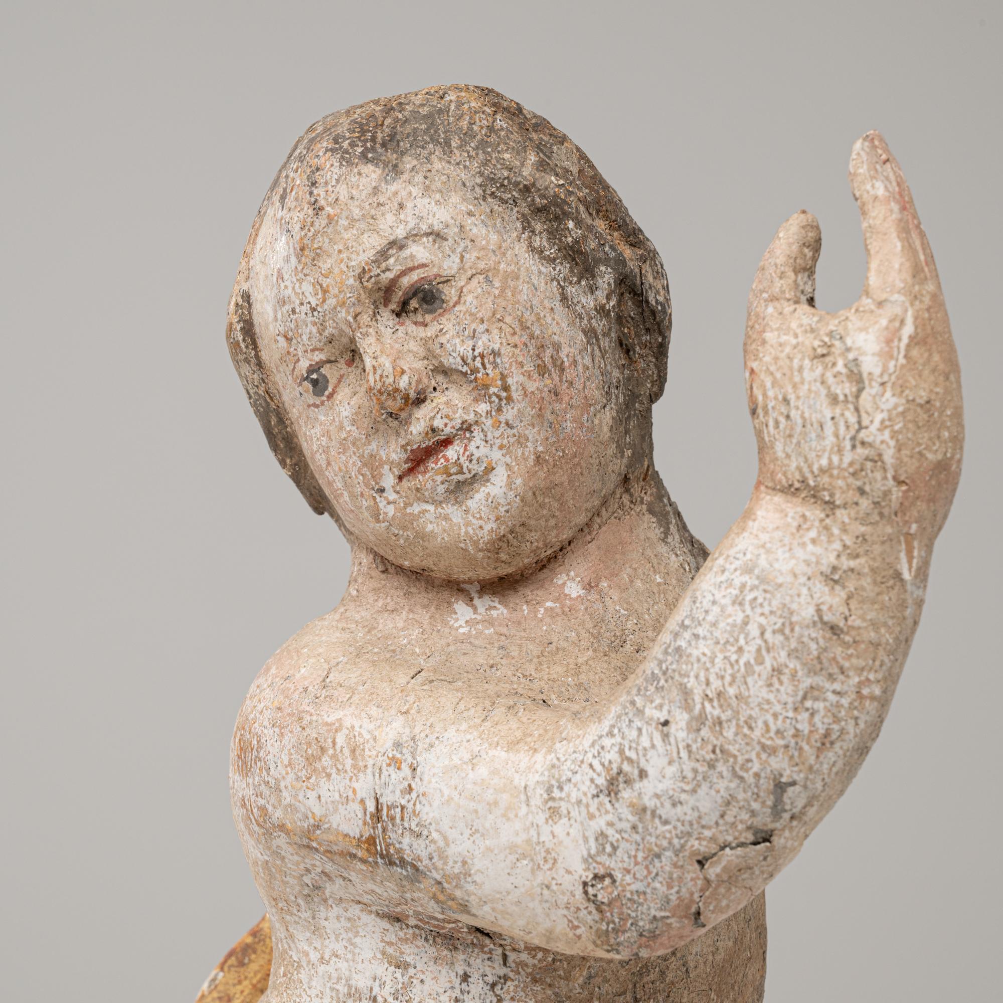 Angelo francese del 1800 in legno su base metallica in vendita 2