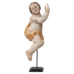 Angelo francese del 1800 in legno su base metallica