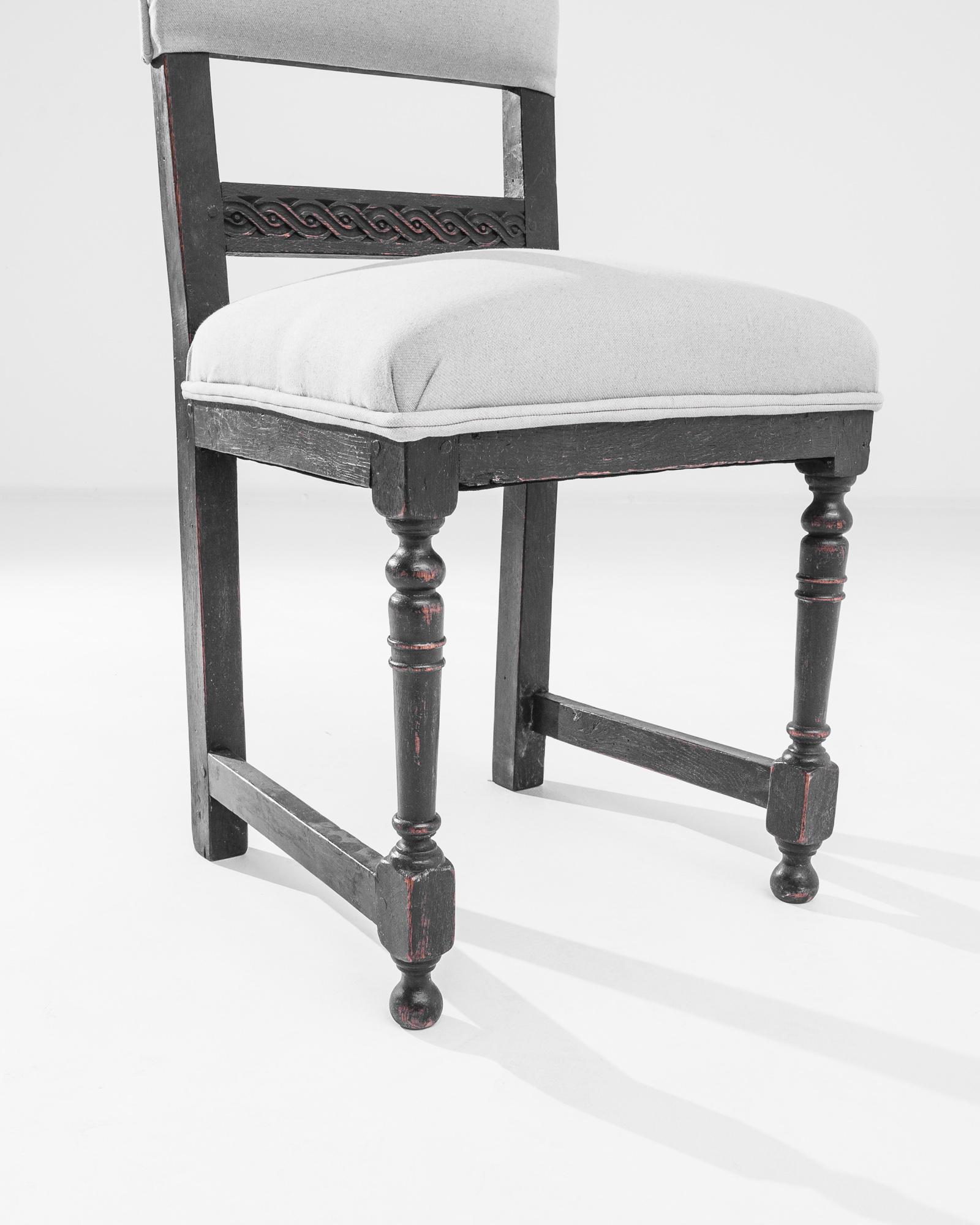 19th Century 1800s French Wooden Chair with Upholstered Seat and Back For Sale