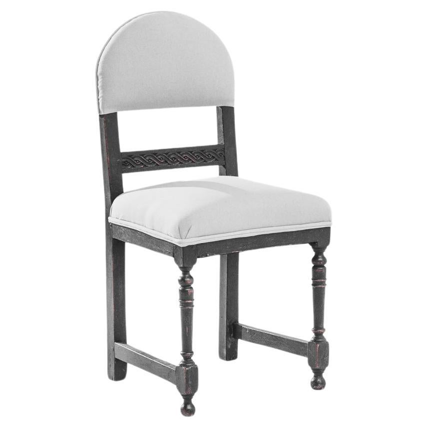 1800s French Wooden Chair with Upholstered Seat and Back