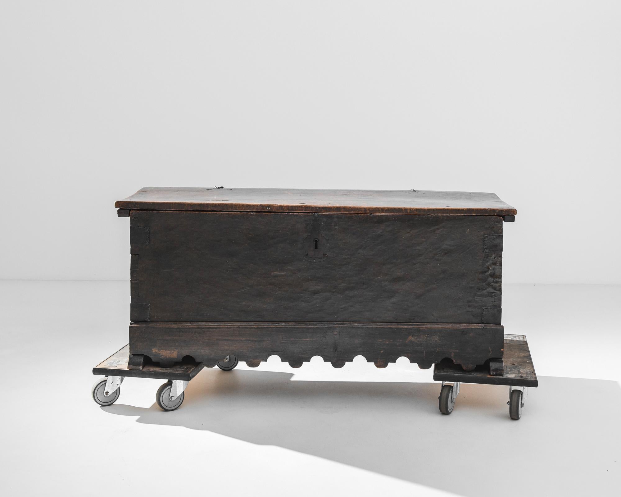 Rustic 1800s French Wooden Trunk with Original Patina