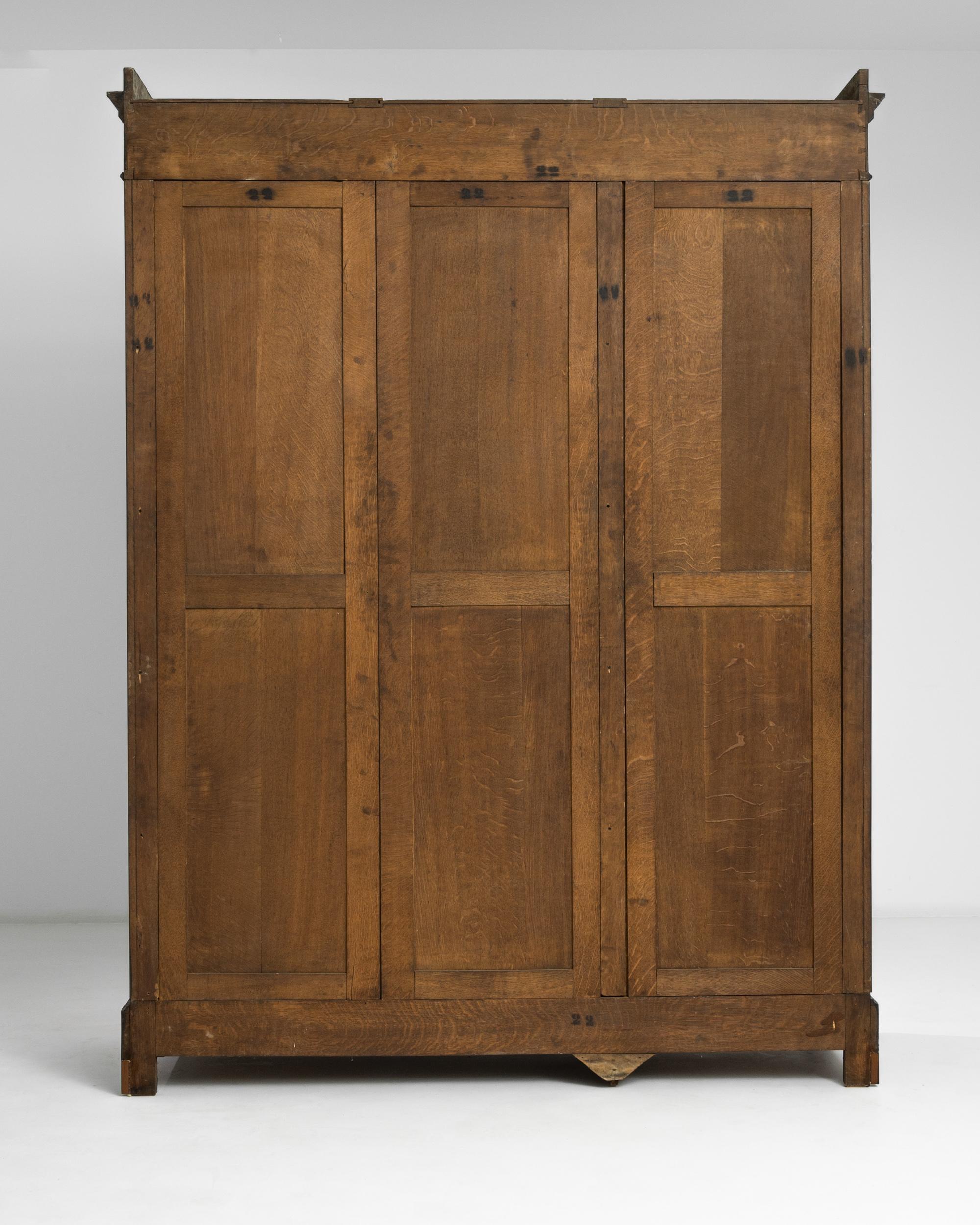 19th Century 1800s German Black Patinated Linen Cabinet