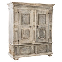 Antique 1800s German Bleached Oak Cabinet