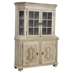 1800s German Bleached Oak Vitrine