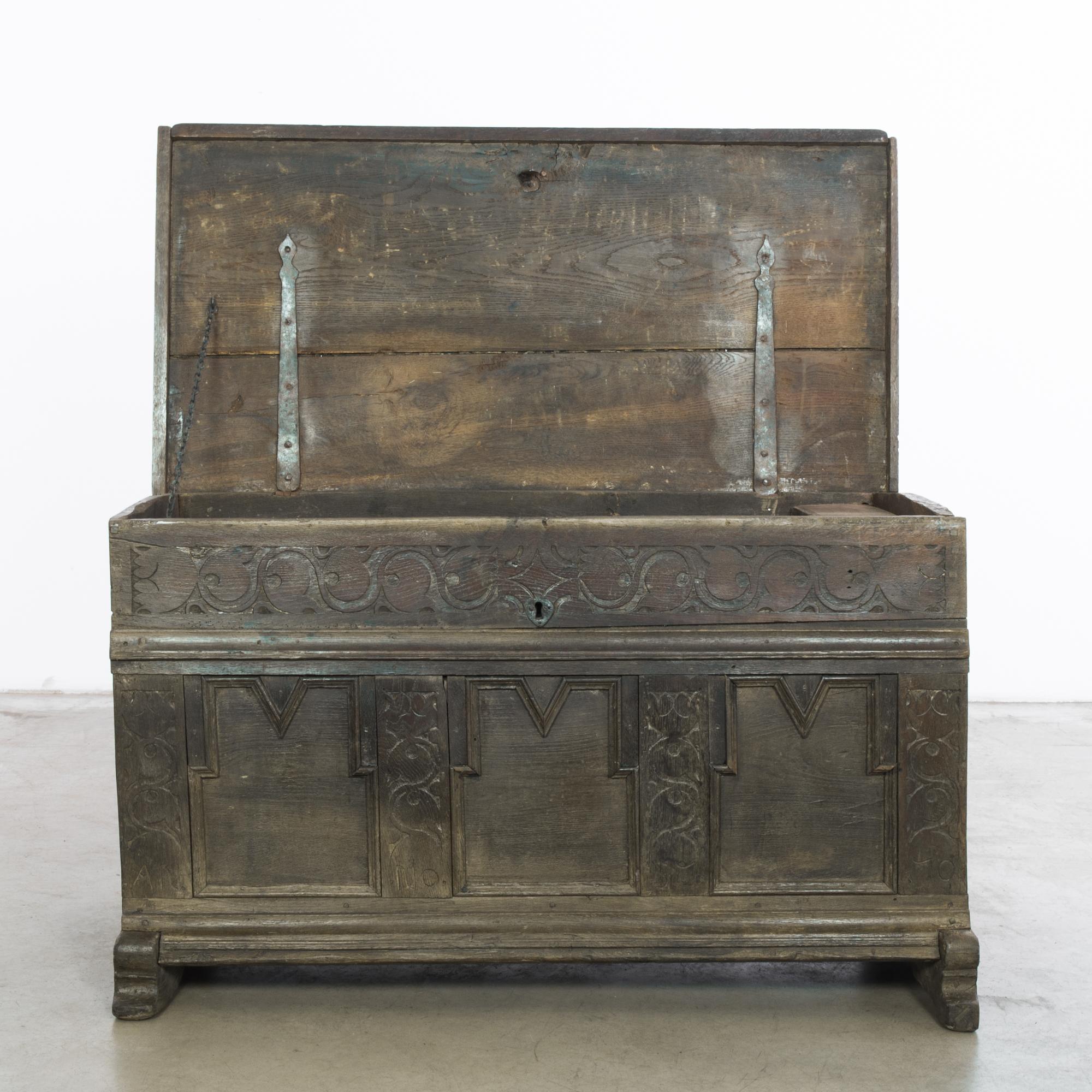 19th Century 1800s German Wooden Trunk For Sale