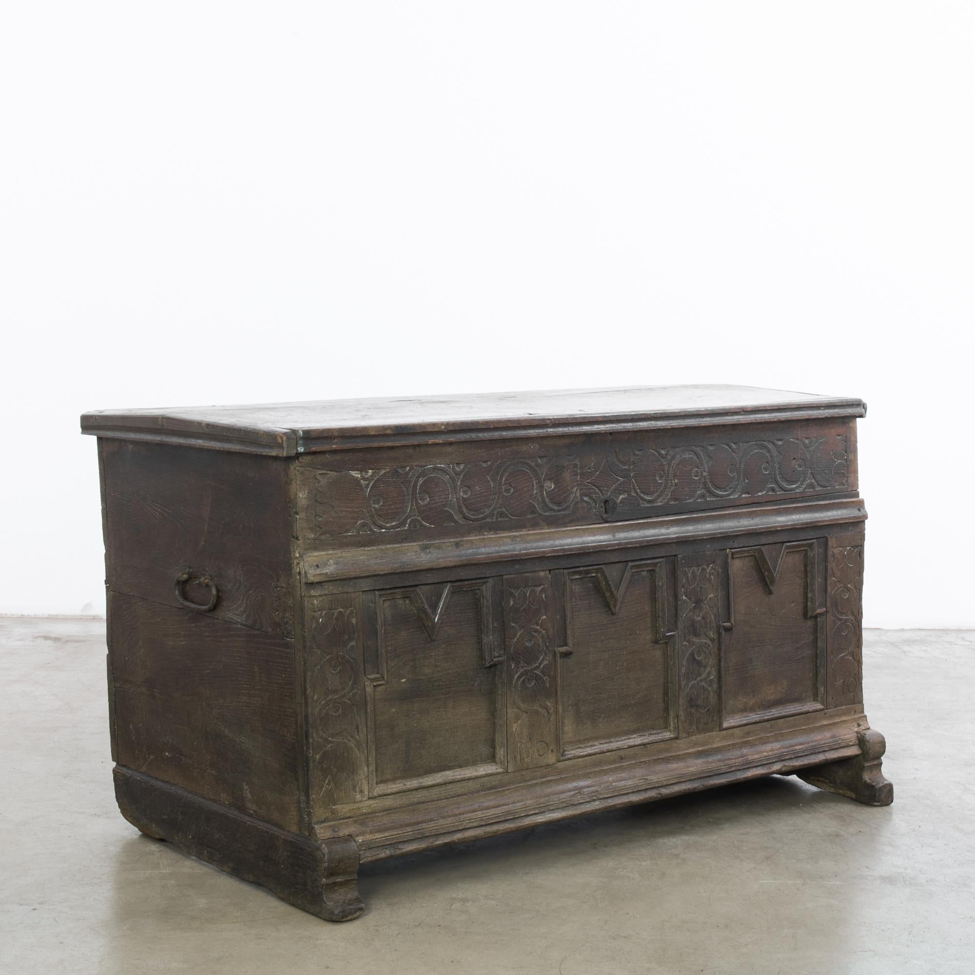1800s German Wooden Trunk For Sale 1