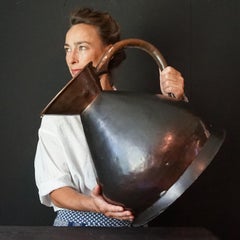 1800s Giant English Hammered Copper Georgian 5 Gallon Haystack Jug or Pitcher
