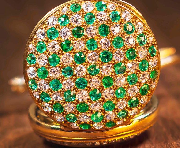 1800s Golay Fils Stahl 18kt Pearl Diamond Ruby Emerald Bird Lapel