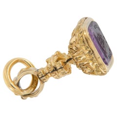1800's Gold Cased Seal Fob with Amethyst "Such is Life" Intaglio Georgian Period