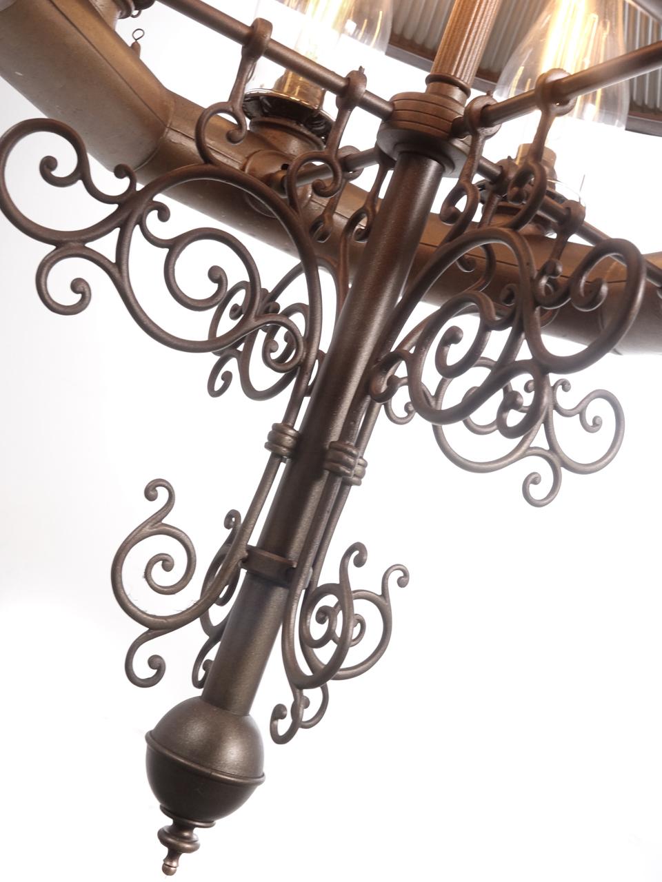 19th Century 1800s Grand Wheeler Ten-Light Reflector Chandelier