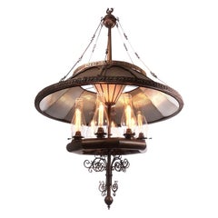 1800s Grand Wheeler Ten-Light Reflector Chandelier