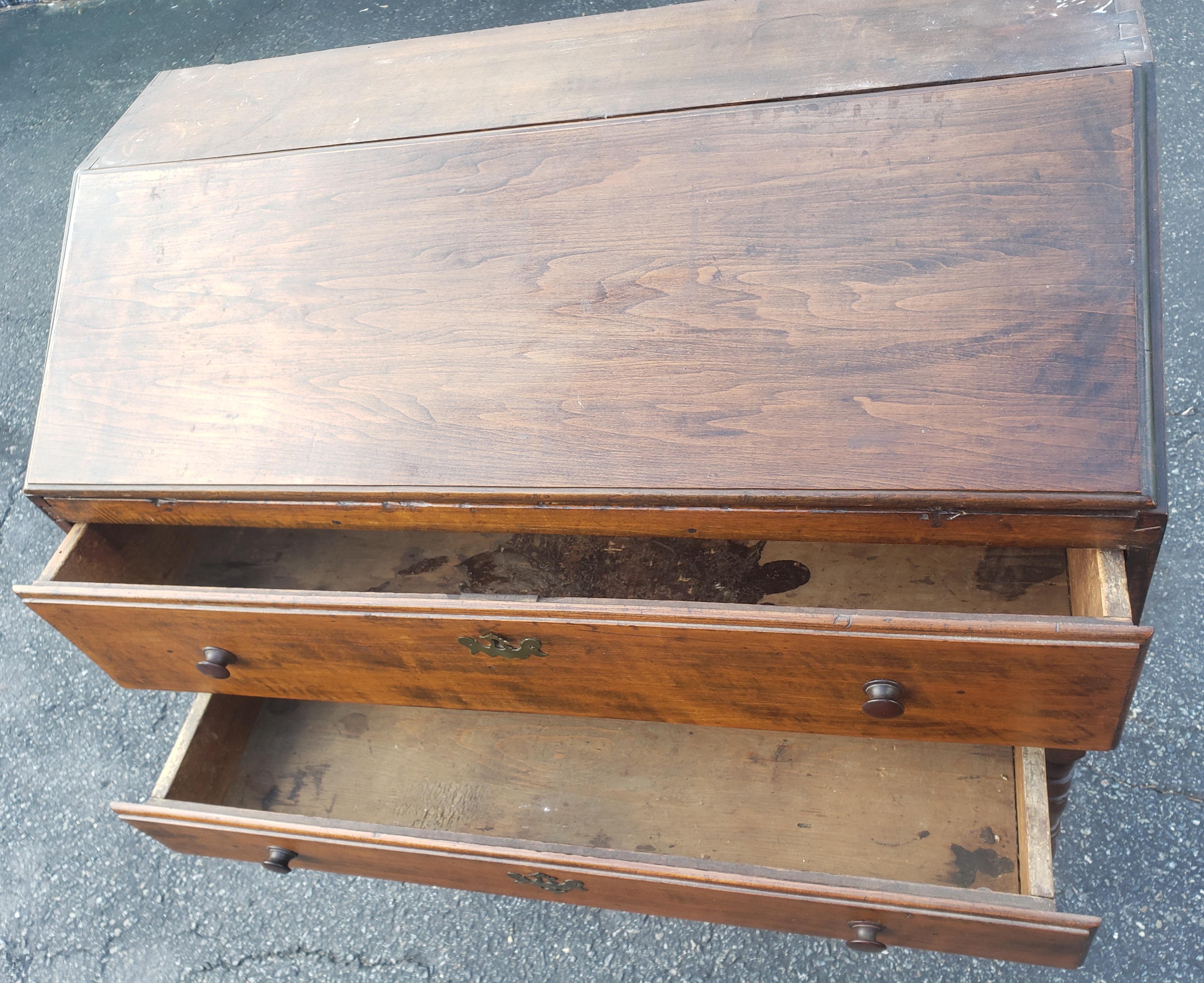20th Century 1800s Hancrafted Tall Slant Top Secretary Desk For Sale