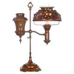 Vintage 1800s Jeweled Student Desk Lamp