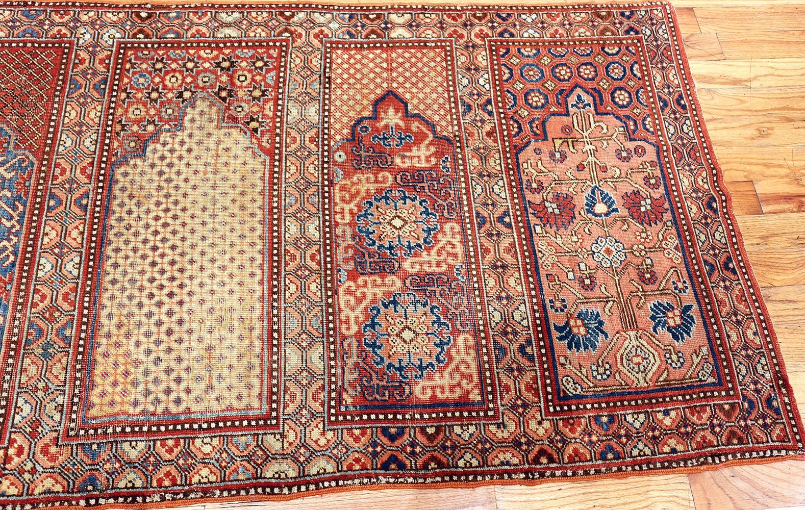 1800's Khotan Saf Prayer Rug from East Turkestan. Size: 8 ft 5 in x 3 ft 9 in  6